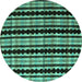 Round Abstract Turquoise Modern Rug, abs5143turq