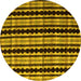 Round Abstract Yellow Modern Rug, abs5143yw