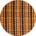 Round Machine Washable Abstract Orange Modern Area Rugs, wshabs5143org