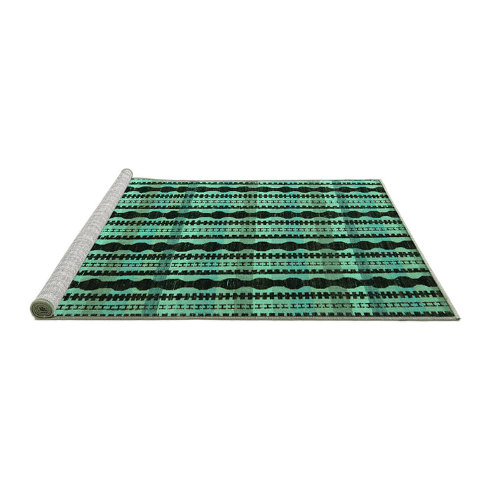 Sideview of Machine Washable Abstract Turquoise Modern Area Rugs, wshabs5143turq