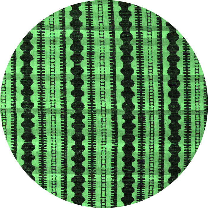 Round Abstract Emerald Green Modern Rug, abs5143emgrn