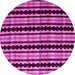 Round Machine Washable Abstract Pink Modern Rug, wshabs5143pnk