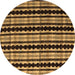 Round Abstract Brown Modern Rug, abs5143brn