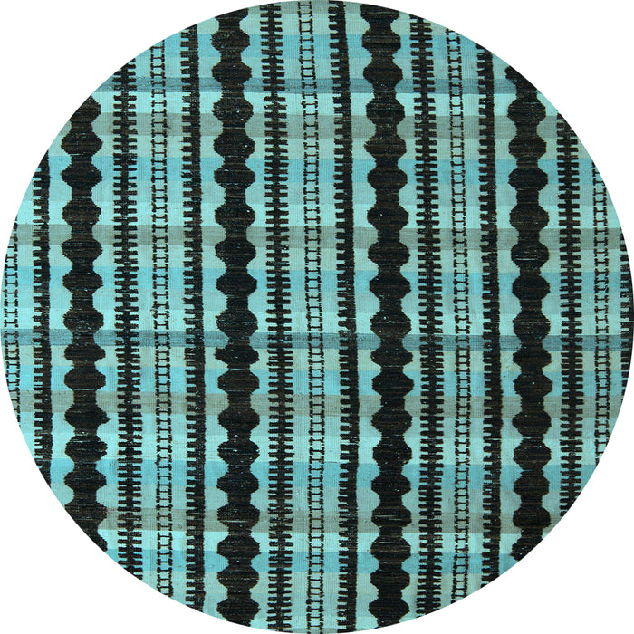 Round Abstract Light Blue Modern Rug, abs5143lblu