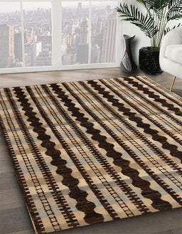 Machine Washable Abstract Night Red Rug in a Family Room, wshabs5143