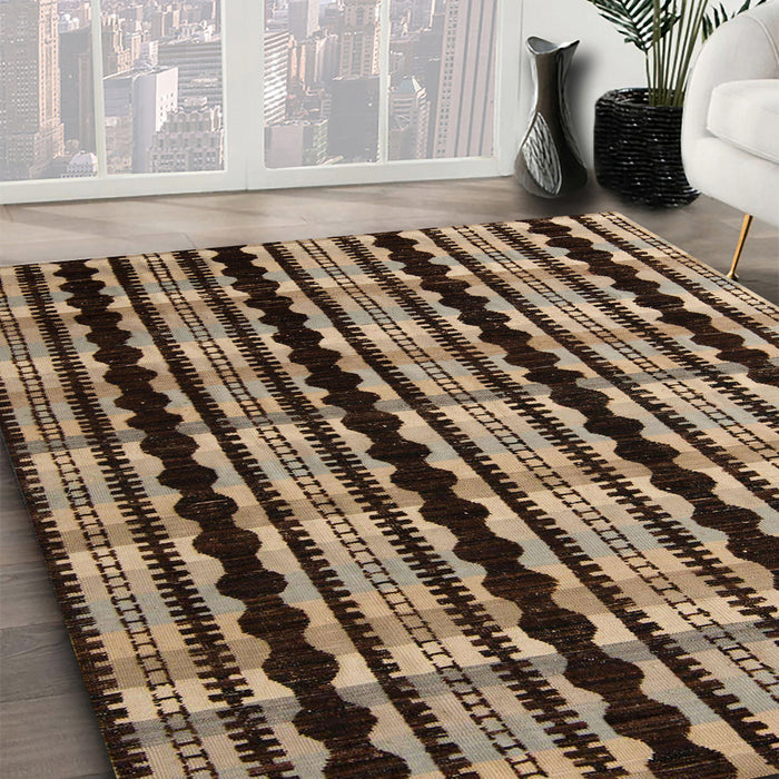 Machine Washable Abstract Night Red Rug in a Family Room, wshabs5143