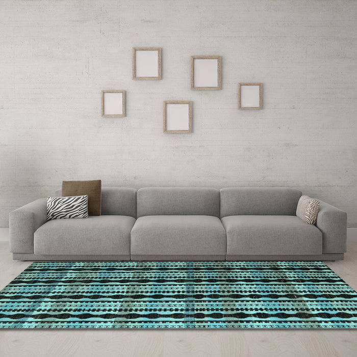Machine Washable Abstract Light Blue Modern Rug in a Living Room, wshabs5143lblu