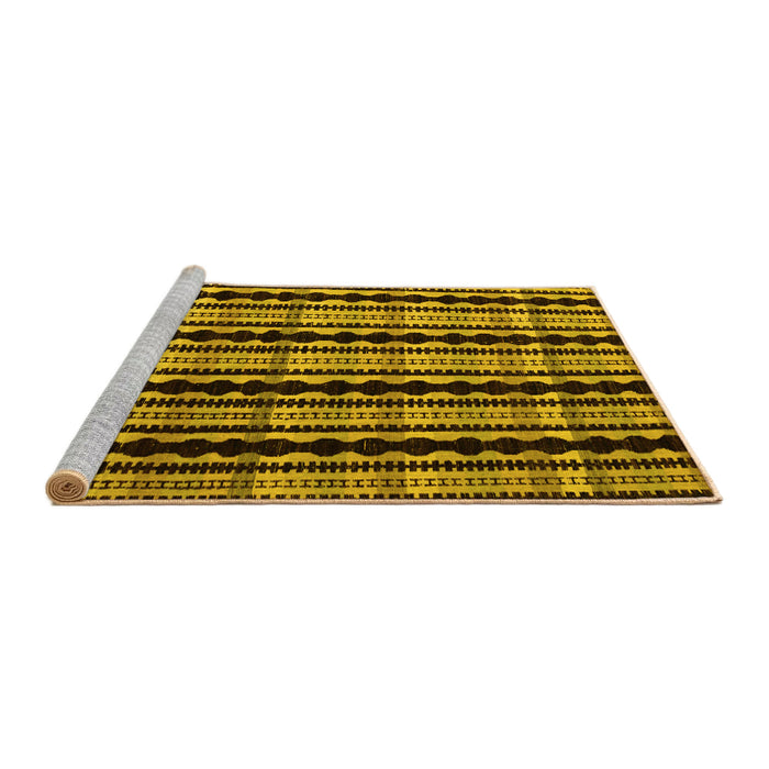 Sideview of Machine Washable Abstract Yellow Modern Rug, wshabs5143yw