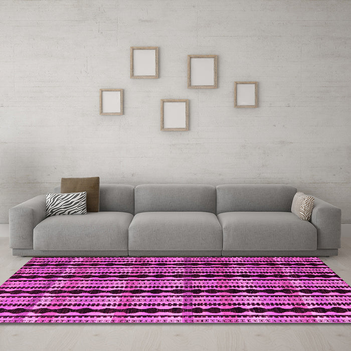 Machine Washable Abstract Pink Modern Rug in a Living Room, wshabs5143pnk