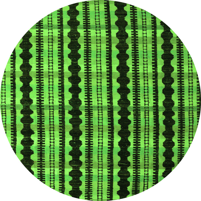 Round Machine Washable Abstract Green Modern Area Rugs, wshabs5143grn