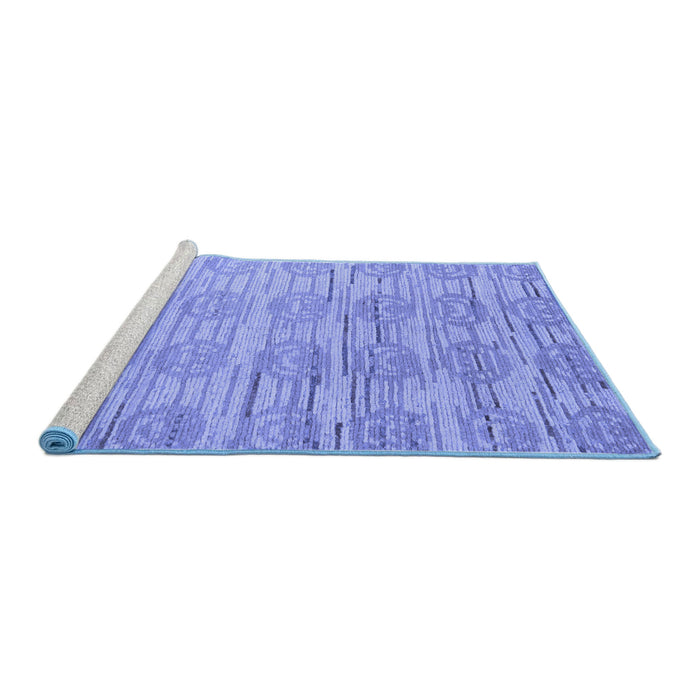 Sideview of Machine Washable Abstract Blue Modern Rug, wshabs5144blu