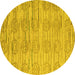 Round Abstract Yellow Modern Rug, abs5144yw