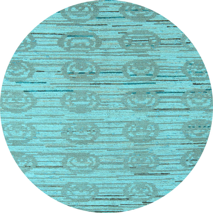 Round Abstract Light Blue Modern Rug, abs5144lblu