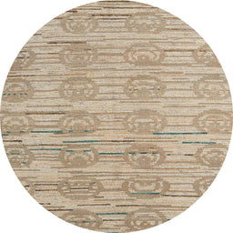Round Abstract Dark Almond Brown Modern Rug, abs5144