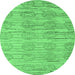 Round Abstract Emerald Green Modern Rug, abs5144emgrn