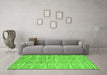 Machine Washable Abstract Green Modern Area Rugs in a Living Room,, wshabs5144grn