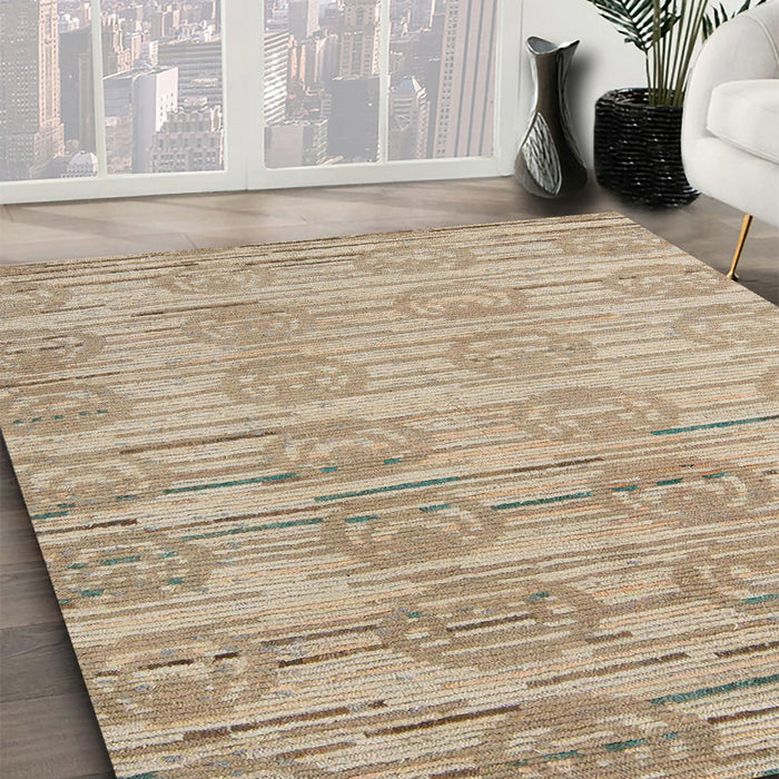 Abstract Dark Almond Brown Modern Rug in Family Room, abs5144