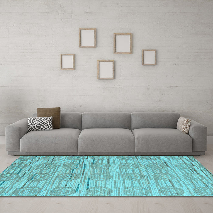 Machine Washable Abstract Light Blue Modern Rug in a Living Room, wshabs5144lblu