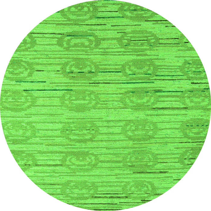 Round Machine Washable Abstract Green Modern Area Rugs, wshabs5144grn