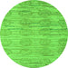 Round Machine Washable Abstract Green Modern Area Rugs, wshabs5144grn