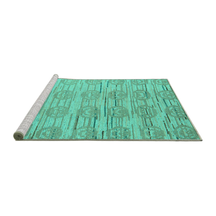Sideview of Machine Washable Abstract Turquoise Modern Area Rugs, wshabs5144turq