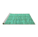 Sideview of Machine Washable Abstract Turquoise Modern Area Rugs, wshabs5144turq