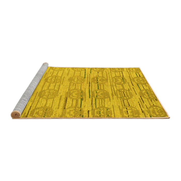 Sideview of Machine Washable Abstract Yellow Modern Rug, wshabs5144yw