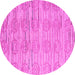 Round Machine Washable Abstract Pink Modern Rug, wshabs5144pnk