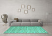 Machine Washable Abstract Turquoise Modern Area Rugs in a Living Room,, wshabs5144turq