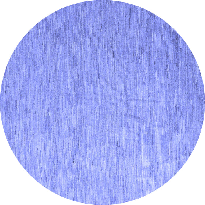 Round Machine Washable Solid Blue Modern Rug, wshabs5145blu