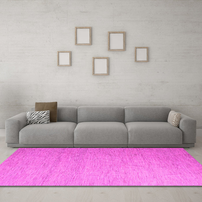 Machine Washable Solid Pink Modern Rug in a Living Room, wshabs5145pnk