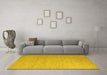 Machine Washable Solid Yellow Modern Rug in a Living Room, wshabs5145yw