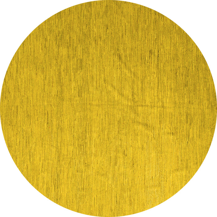 Round Machine Washable Solid Yellow Modern Rug, wshabs5145yw