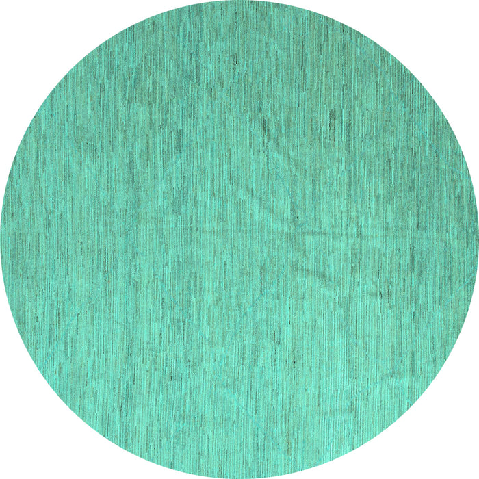 Round Solid Turquoise Modern Rug, abs5145turq