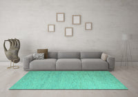 Machine Washable Solid Turquoise Modern Rug, wshabs5145turq