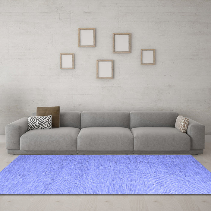 Machine Washable Solid Blue Modern Rug in a Living Room, wshabs5145blu