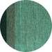 Round Machine Washable Abstract Turquoise Modern Area Rugs, wshabs5146turq