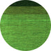 Round Machine Washable Abstract Green Modern Area Rugs, wshabs5146grn