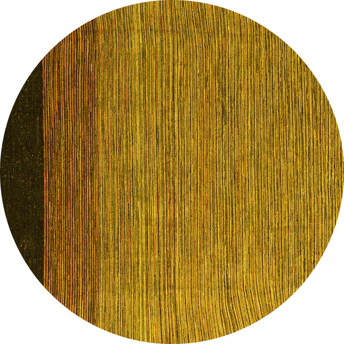 Round Abstract Yellow Modern Rug, abs5146yw