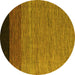 Round Abstract Yellow Modern Rug, abs5146yw