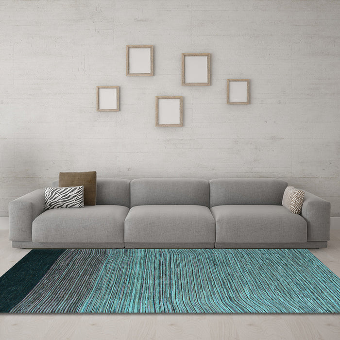 Machine Washable Abstract Light Blue Modern Rug in a Living Room, wshabs5146lblu