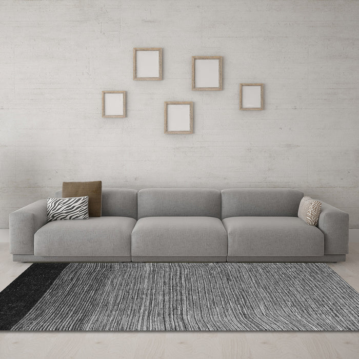 Machine Washable Abstract Gray Modern Rug in a Living Room,, wshabs5146gry
