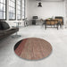 Round Machine Washable Abstract Red Brown Rug in a Office, wshabs5146