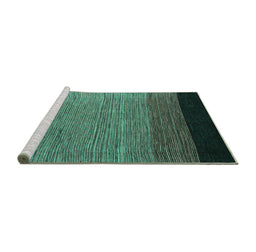 Sideview of Machine Washable Abstract Turquoise Modern Area Rugs, wshabs5146turq