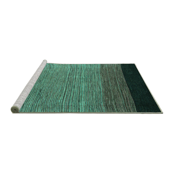 Sideview of Machine Washable Abstract Turquoise Modern Area Rugs, wshabs5146turq