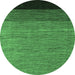 Round Abstract Emerald Green Modern Rug, abs5146emgrn