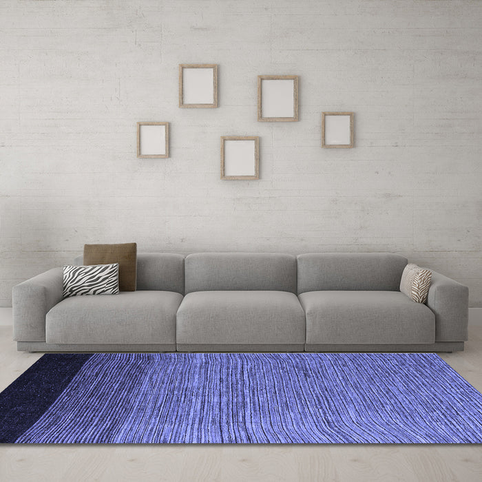 Machine Washable Abstract Blue Modern Rug in a Living Room, wshabs5146blu