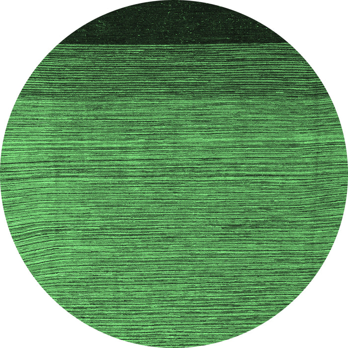 Round Machine Washable Abstract Emerald Green Modern Area Rugs, wshabs5146emgrn
