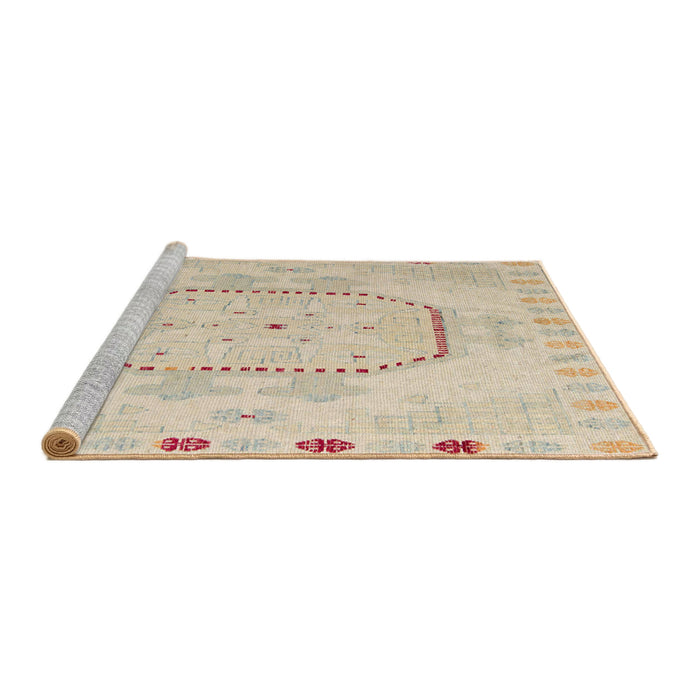 Sideview of Machine Washable Abstract Brown Sugar Brown Rug, wshabs5147