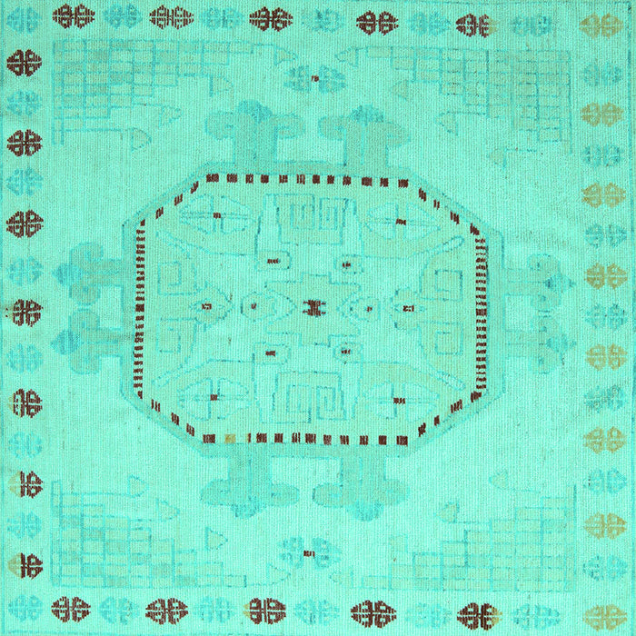 Square Abstract Turquoise Modern Rug, abs5147turq